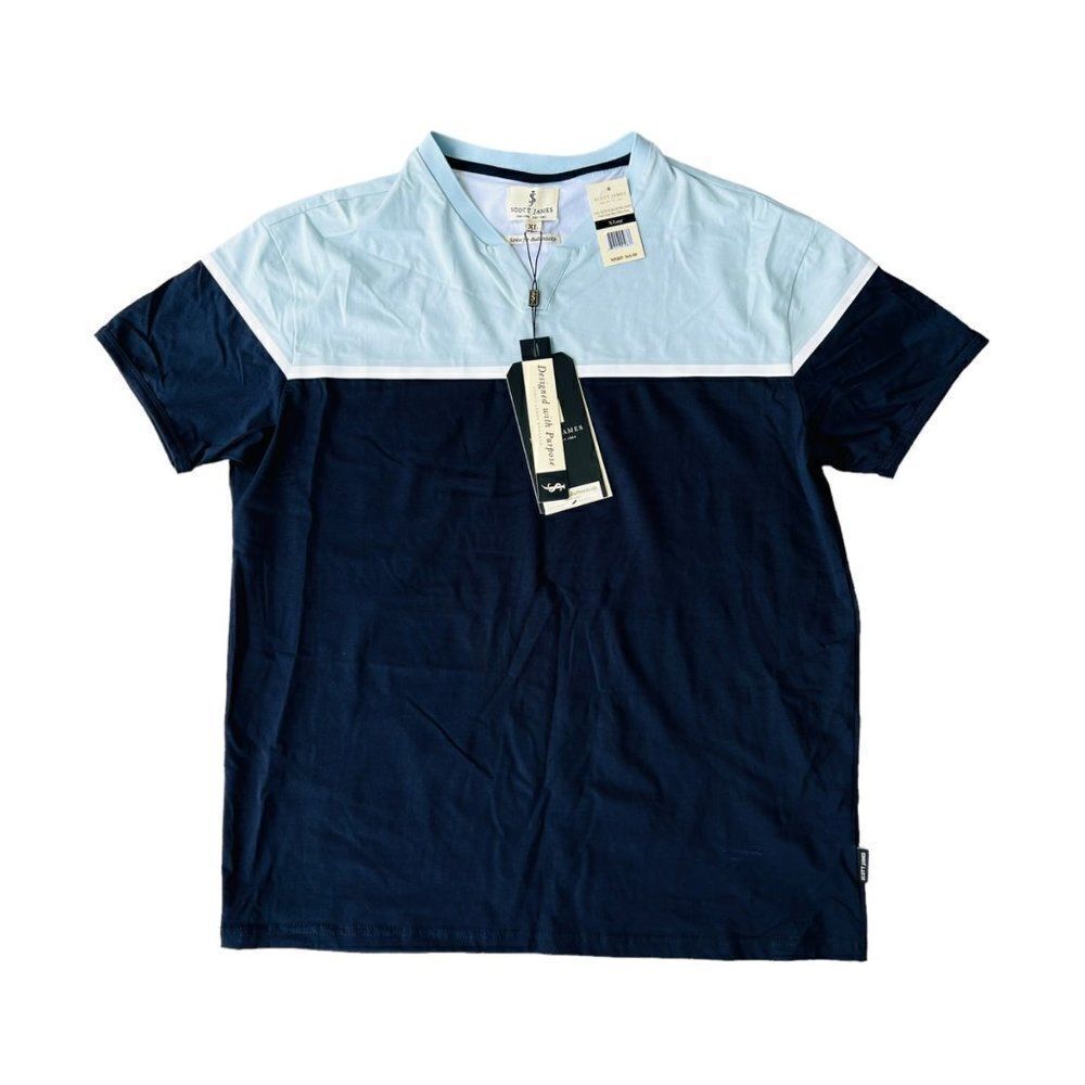 Scott James Soft Short Sleeve Crew Neck T-Shirt Dusty Blue / Navy Men's XL‎